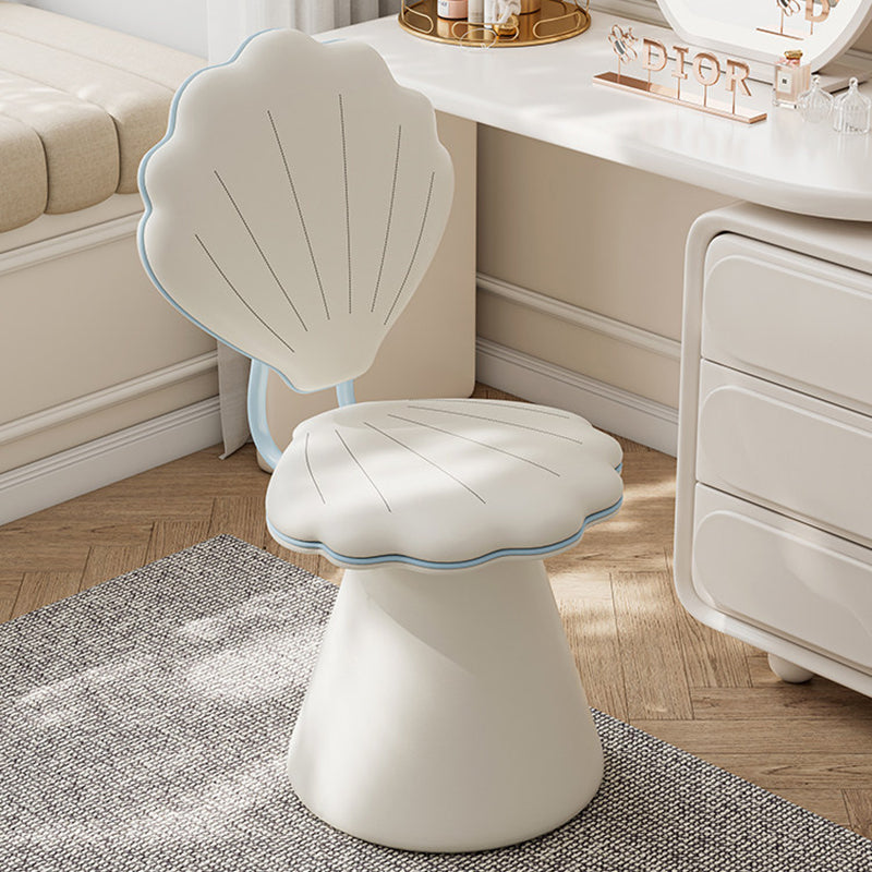 Contemporary Nordic Faux Leather Carbon Steel Plywood Velvet Foam Sponge Swivel Padded Seat Shell Design Backrest Armless Vanity Stool For Bedroom