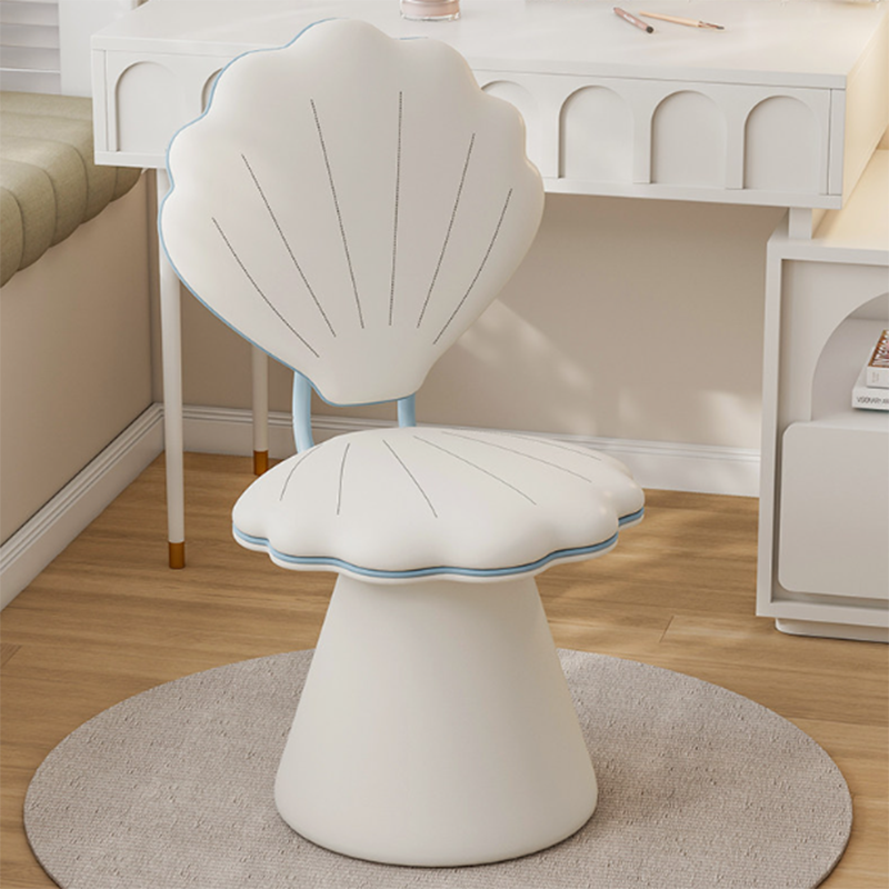 Contemporary Nordic Faux Leather Carbon Steel Plywood Velvet Foam Sponge Swivel Padded Seat Shell Design Backrest Armless Vanity Stool For Bedroom