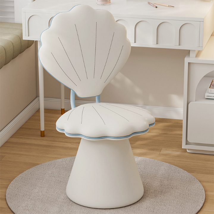 Contemporary Nordic Faux Leather Carbon Steel Plywood Velvet Foam Sponge Swivel Padded Seat Shell Design Backrest Armless Vanity Stool For Bedroom