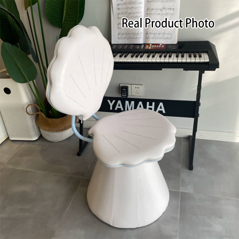 Contemporary Nordic Faux Leather Carbon Steel Plywood Velvet Foam Sponge Swivel Padded Seat Shell Design Backrest Armless Vanity Stool For Bedroom