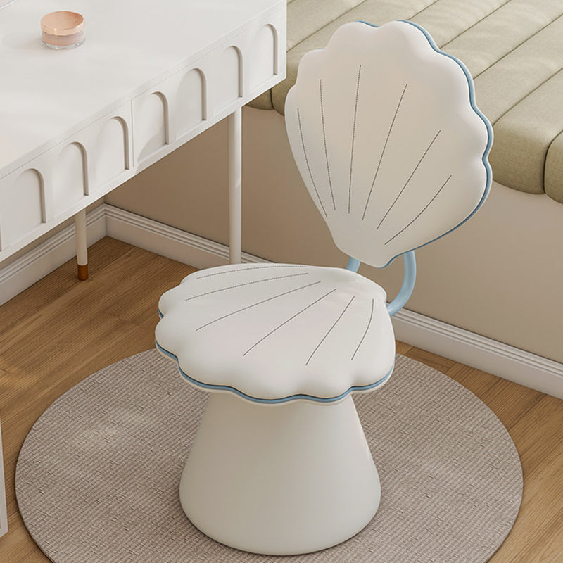 Contemporary Nordic Faux Leather Carbon Steel Plywood Velvet Foam Sponge Swivel Padded Seat Shell Design Backrest Armless Vanity Stool For Bedroom