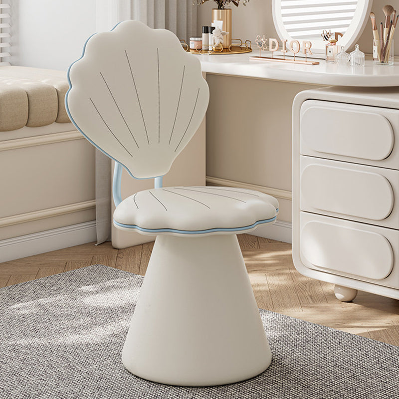 Contemporary Nordic Faux Leather Carbon Steel Plywood Velvet Foam Sponge Swivel Padded Seat Shell Design Backrest Armless Vanity Stool For Bedroom