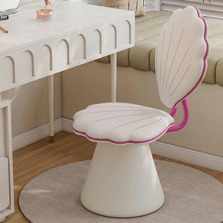 Contemporary Nordic Faux Leather Carbon Steel Plywood Velvet Foam Sponge Swivel Padded Seat Shell Design Backrest Armless Vanity Stool For Bedroom