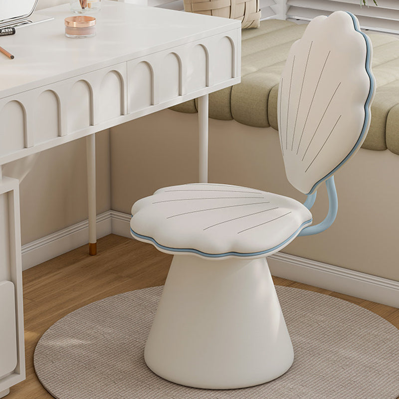 Contemporary Nordic Faux Leather Carbon Steel Plywood Velvet Foam Sponge Swivel Padded Seat Shell Design Backrest Armless Vanity Stool For Bedroom