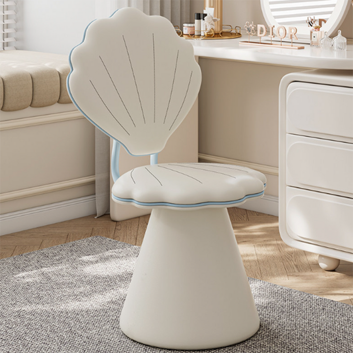 Contemporary Nordic Faux Leather Carbon Steel Plywood Velvet Foam Sponge Swivel Padded Seat Shell Design Backrest Armless Vanity Stool For Bedroom