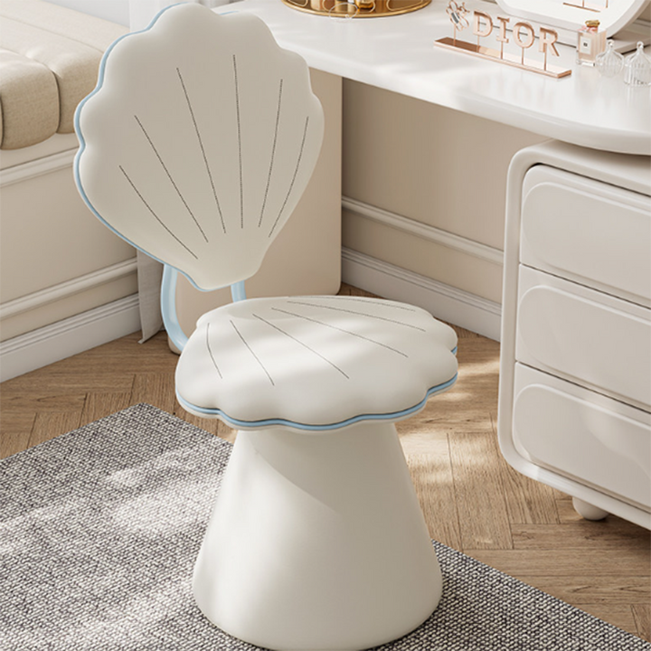 Contemporary Nordic Faux Leather Carbon Steel Plywood Velvet Foam Sponge Swivel Padded Seat Shell Design Backrest Armless Vanity Stool For Bedroom
