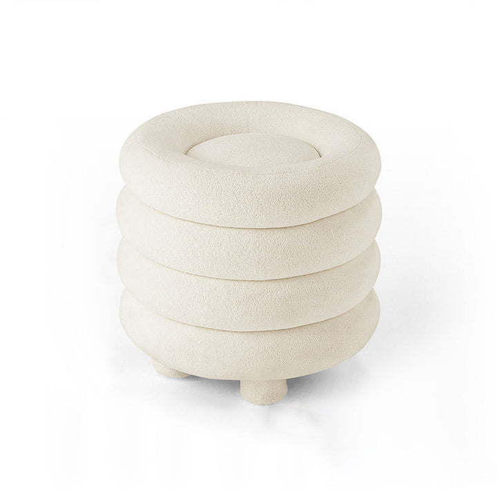 Contemporary Nordic Sherpa Fabric MDF Foam Sponge Round Backless Armless Vanity Stool For Bedroom