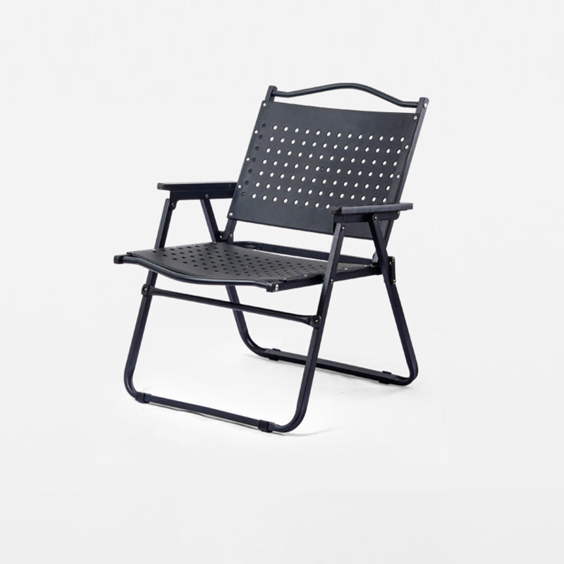 Modern Minimalist Resin Carbon Steel Aluminum Alloy Wood-Plastic Composite Square Foldable Backrest Armrest Camping Chair For Outdoor