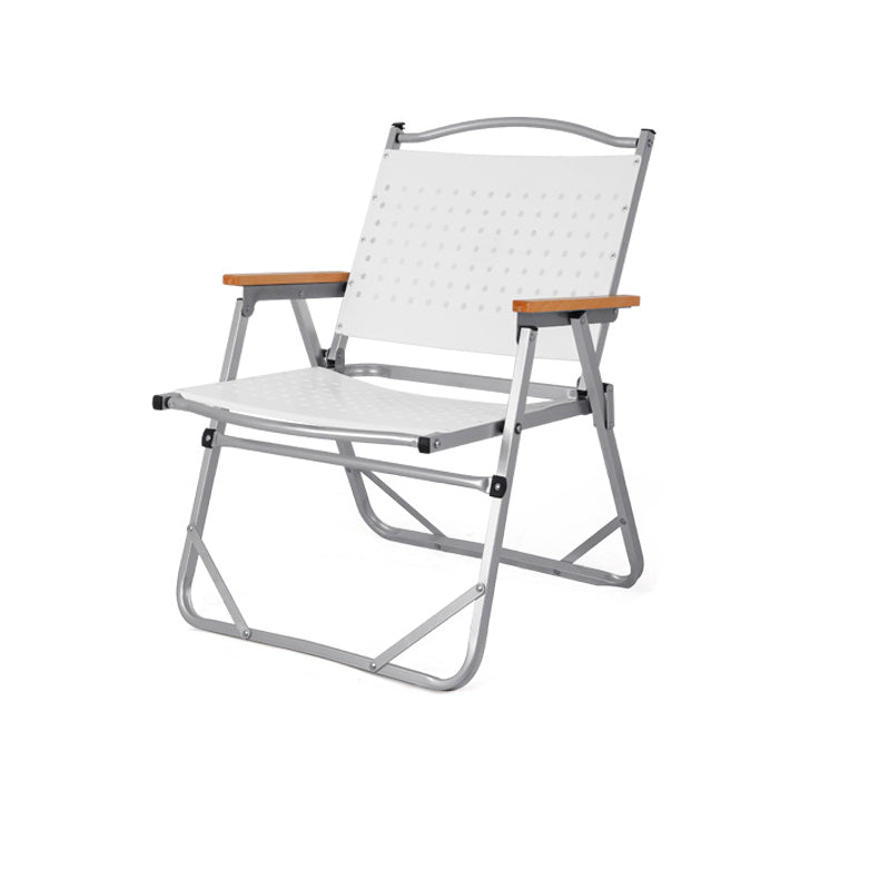 Modern Minimalist Resin Carbon Steel Aluminum Alloy Wood-Plastic Composite Square Foldable Backrest Armrest Camping Chair For Outdoor