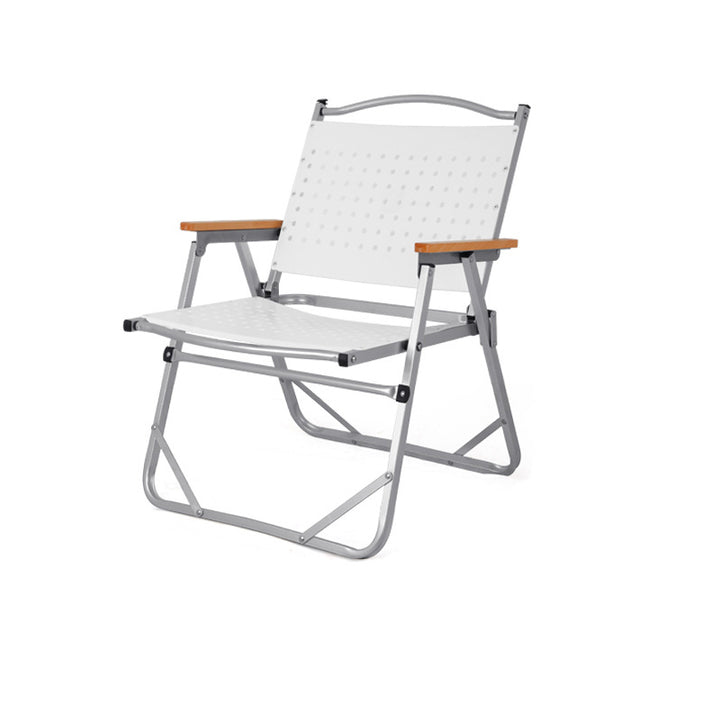 Modern Minimalist Resin Carbon Steel Aluminum Alloy Wood-Plastic Composite Square Foldable Backrest Armrest Camping Chair For Outdoor