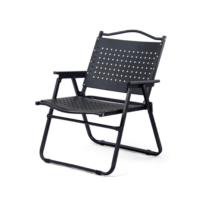 Modern Minimalist Resin Carbon Steel Aluminum Alloy Wood-Plastic Composite Square Foldable Backrest Armrest Camping Chair For Outdoor