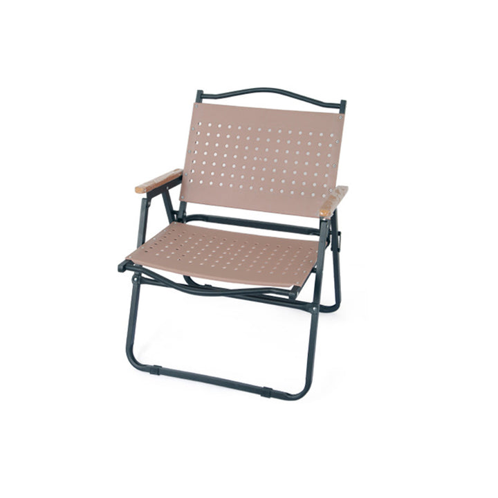 Modern Minimalist Resin Carbon Steel Aluminum Alloy Wood-Plastic Composite Square Foldable Backrest Armrest Camping Chair For Outdoor