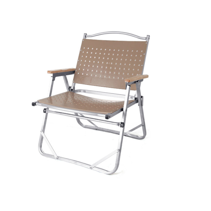 Modern Minimalist Resin Carbon Steel Aluminum Alloy Wood-Plastic Composite Square Foldable Backrest Armrest Camping Chair For Outdoor