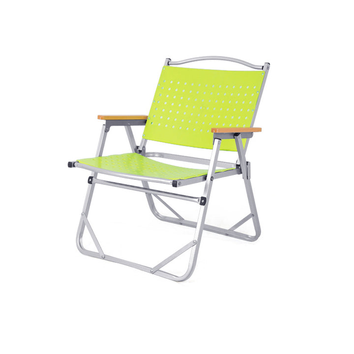 Modern Minimalist Resin Carbon Steel Aluminum Alloy Wood-Plastic Composite Square Foldable Backrest Armrest Camping Chair For Outdoor