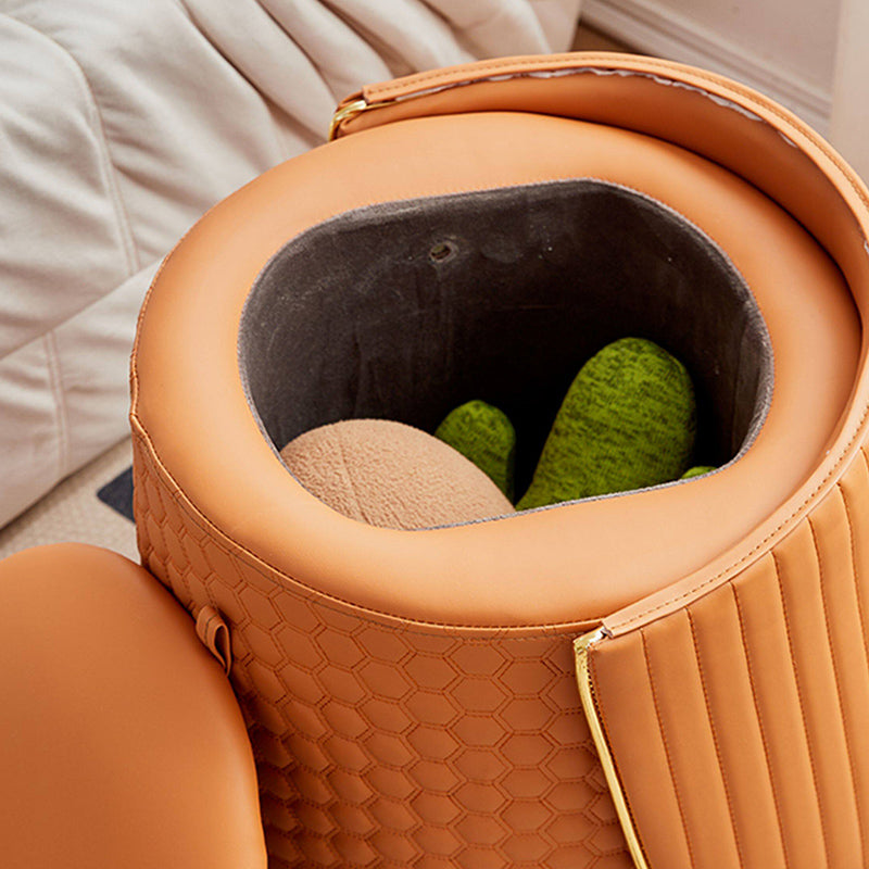 Modern Luxury Nappa-Style Faux Leather Plywood Foam Sponge Round Upholstered Swivel Backrest Armless Vanity Stool For Bedroom