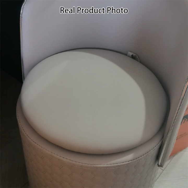 Modern Luxury Nappa-Style Faux Leather Plywood Foam Sponge Round Upholstered Swivel Backrest Armless Vanity Stool For Bedroom