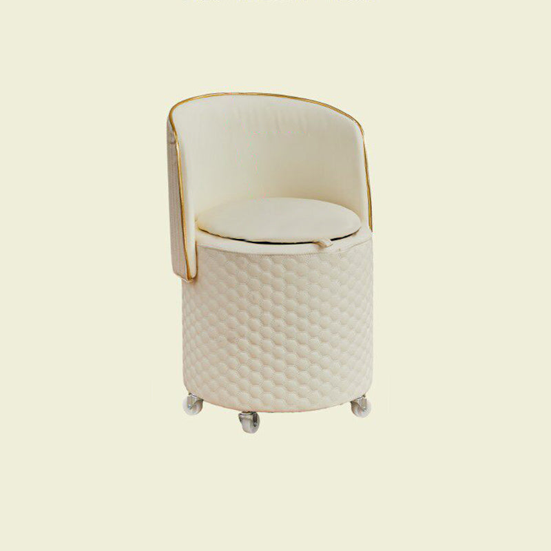 Modern Luxury Nappa-Style Faux Leather Plywood Foam Sponge Round Upholstered Swivel Backrest Armless Vanity Stool For Bedroom