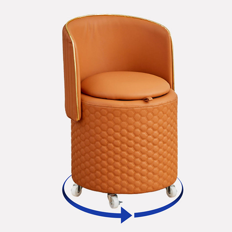 Modern Luxury Nappa-Style Faux Leather Plywood Foam Sponge Round Upholstered Swivel Backrest Armless Vanity Stool For Bedroom