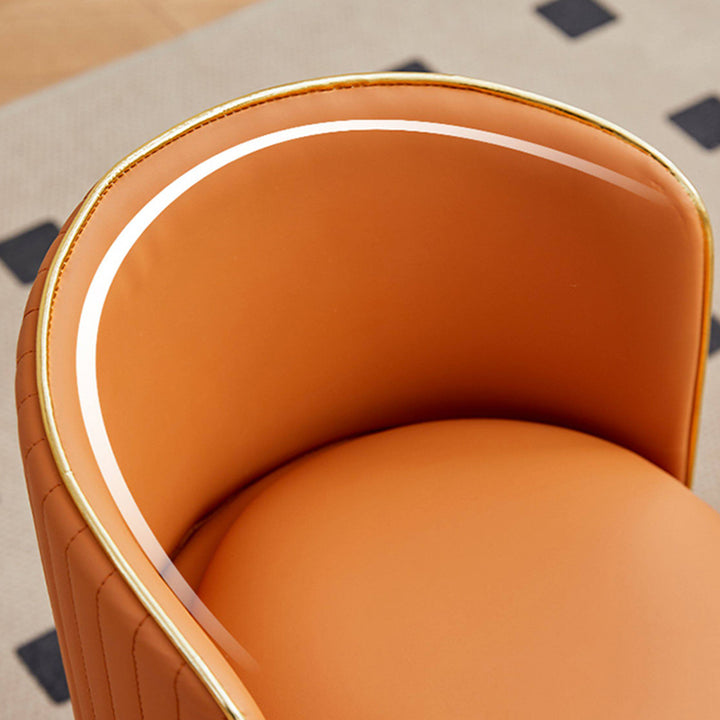 Modern Luxury Nappa-Style Faux Leather Plywood Foam Sponge Round Upholstered Swivel Backrest Armless Vanity Stool For Bedroom