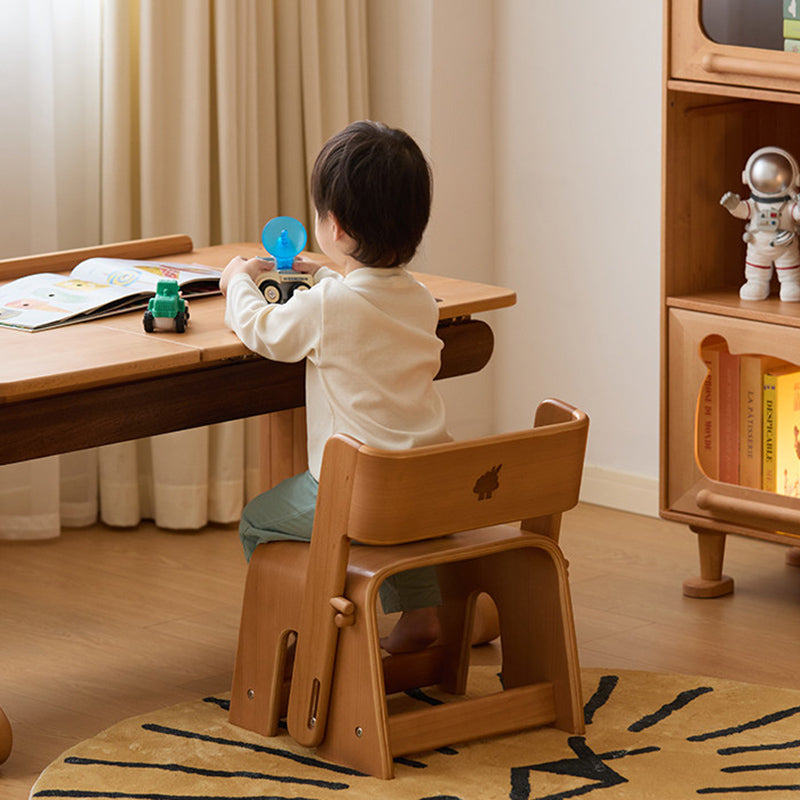 Contemporary Nordic Plywood Beech Wood Trapezoid Design Kids Backrest Armless Low Stool For Living Room