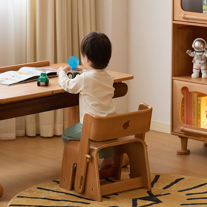 Contemporary Nordic Plywood Beech Wood Trapezoid Design Kids Backrest Armless Low Stool For Living Room