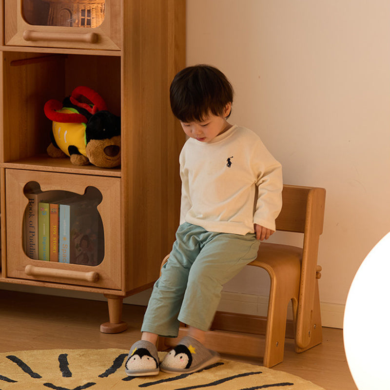 Contemporary Nordic Plywood Beech Wood Trapezoid Design Kids Backrest Armless Low Stool For Living Room