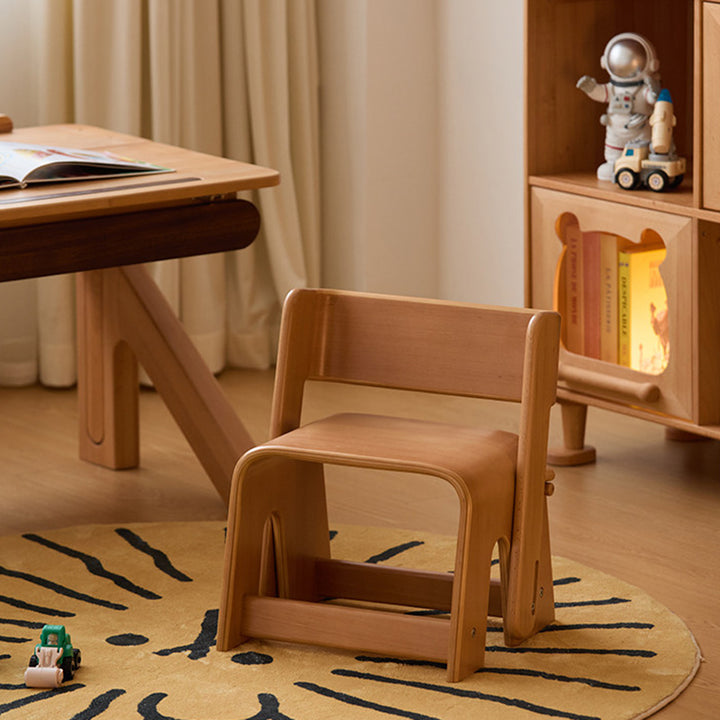 Contemporary Nordic Plywood Beech Wood Trapezoid Design Kids Backrest Armless Low Stool For Living Room