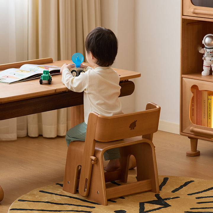 Contemporary Nordic Plywood Beech Wood Trapezoid Design Kids Backrest Armless Low Stool For Living Room