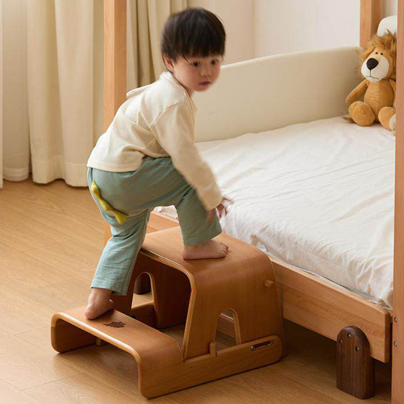 Contemporary Nordic Plywood Beech Wood Trapezoid Design Kids Backrest Armless Low Stool For Living Room