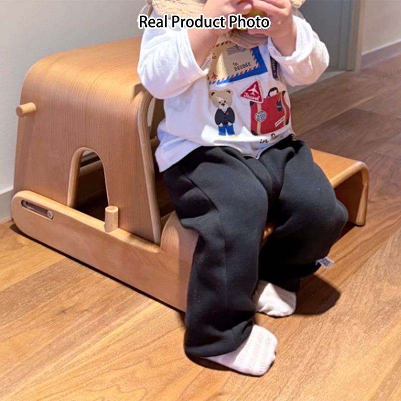 Contemporary Nordic Plywood Beech Wood Trapezoid Design Kids Backrest Armless Low Stool For Living Room