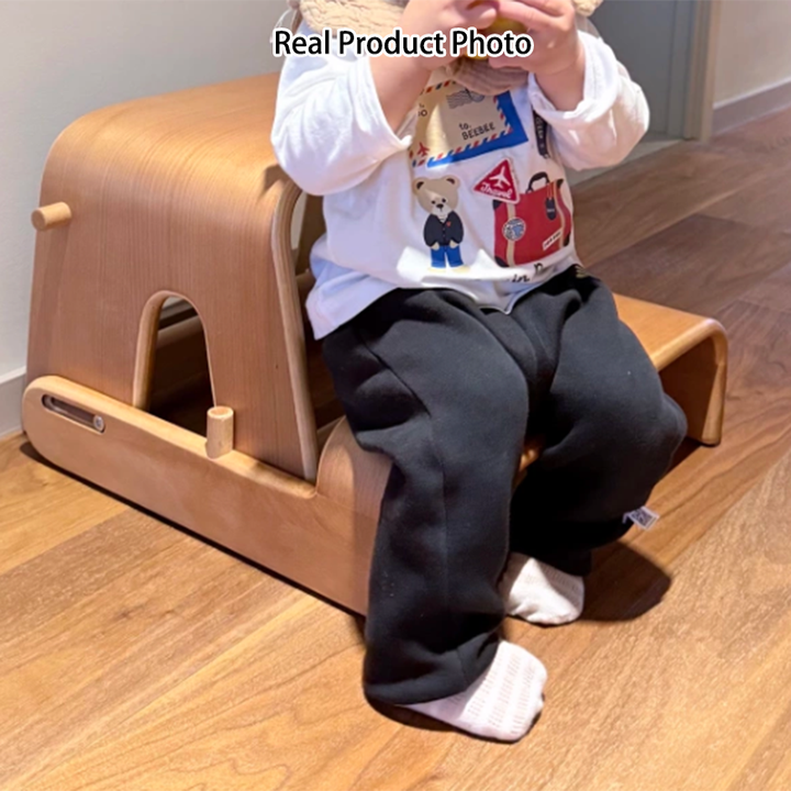 Contemporary Nordic Plywood Beech Wood Trapezoid Design Kids Backrest Armless Low Stool For Living Room