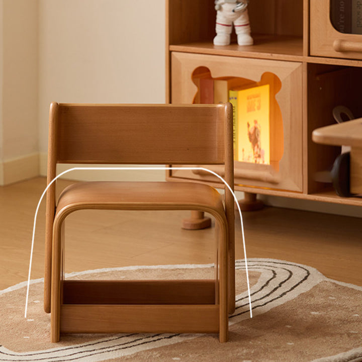 Contemporary Nordic Plywood Beech Wood Trapezoid Design Kids Backrest Armless Low Stool For Living Room