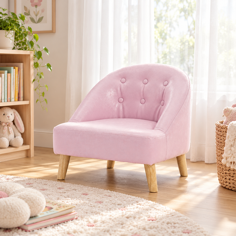 Modern Luxury Faux Leather Velvet Pine Wood Foam Sponge Kid Curved Padded Backrest Armless Low Stool For Living Room