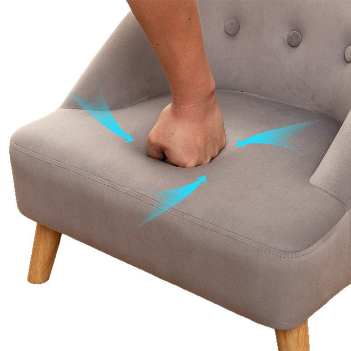 Modern Luxury Faux Leather Velvet Pine Wood Foam Sponge Kid Curved Padded Backrest Armless Low Stool For Living Room