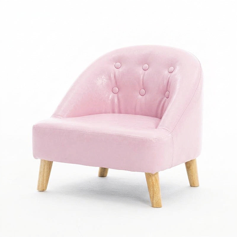 Modern Luxury Faux Leather Velvet Pine Wood Foam Sponge Kid Curved Padded Backrest Armless Low Stool For Living Room