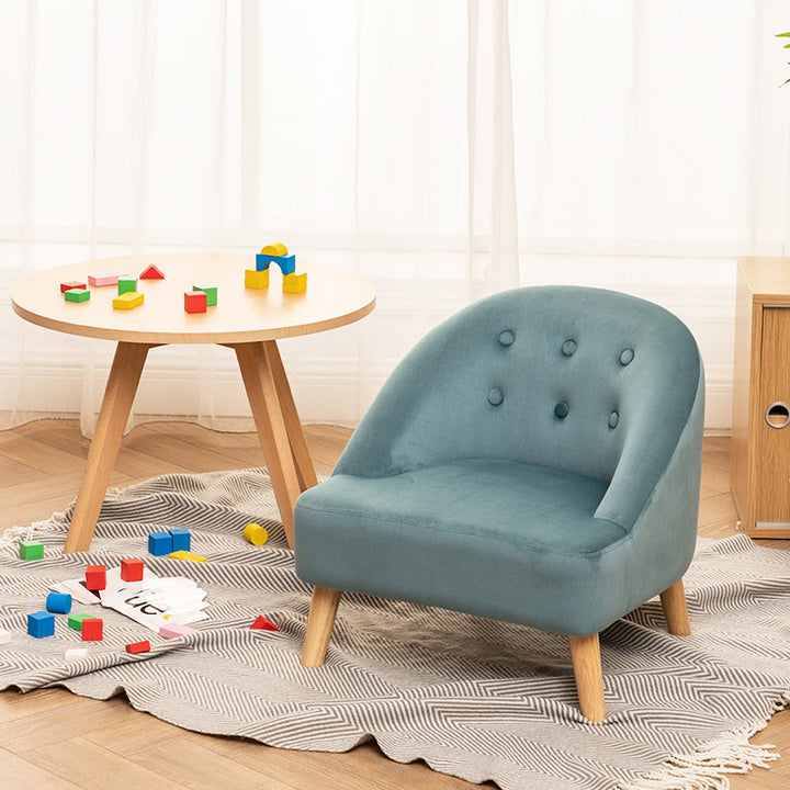Modern Luxury Faux Leather Velvet Pine Wood Foam Sponge Kid Curved Padded Backrest Armless Low Stool For Living Room