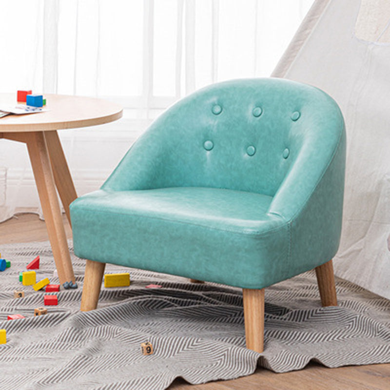 Modern Luxury Faux Leather Velvet Pine Wood Foam Sponge Kid Curved Padded Backrest Armless Low Stool For Living Room