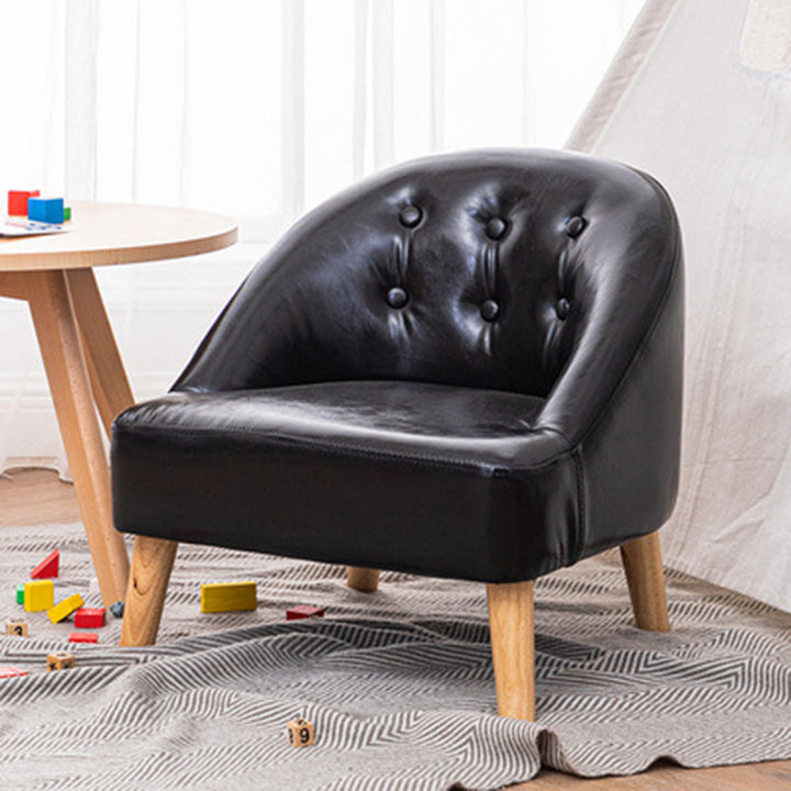 Modern Luxury Faux Leather Velvet Pine Wood Foam Sponge Kid Curved Padded Backrest Armless Low Stool For Living Room