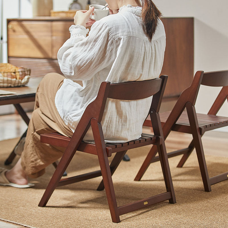 Modern Minimalist Beech Wood Iron Foldable Square Backrest Armless Low Stool For Living Room &amp; Balcony