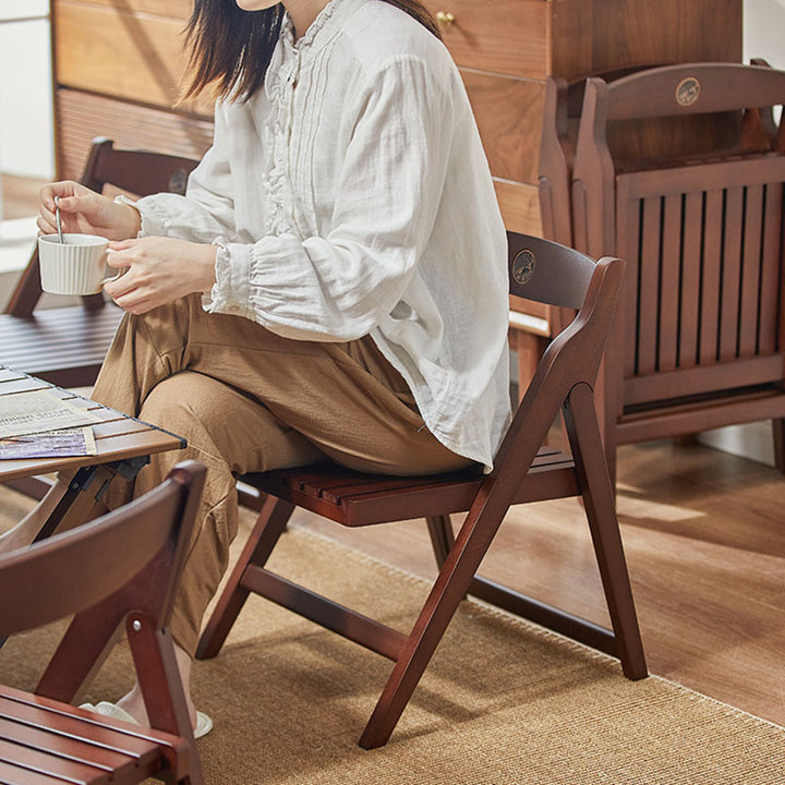 Modern Minimalist Beech Wood Iron Foldable Square Backrest Armless Low Stool For Living Room &amp; Balcony