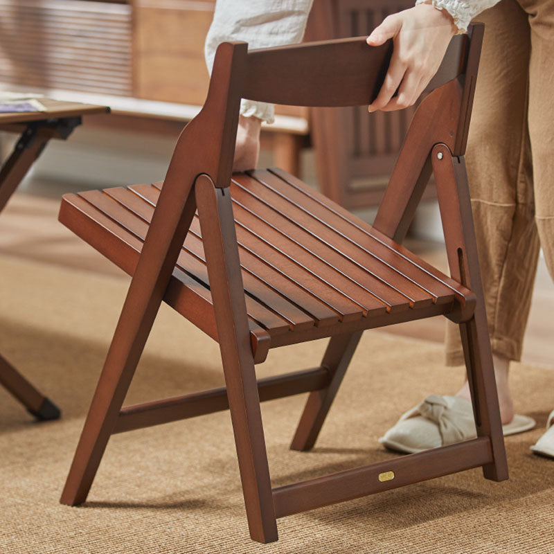 Modern Minimalist Beech Wood Iron Foldable Square Backrest Armless Low Stool For Living Room &amp; Balcony