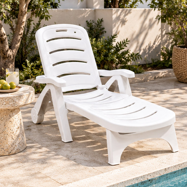 Modern Minimalist PP Foldable Rectangular Adjustable Backrest Armrest Outdoor Lounge Chair For Outdoor Patio