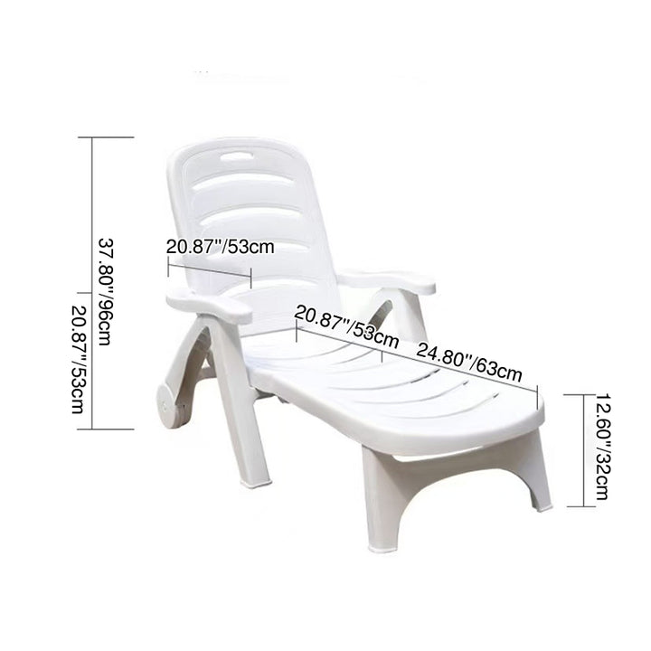 Modern Minimalist PP Foldable Rectangular Adjustable Backrest Armrest Outdoor Lounge Chair For Outdoor Patio