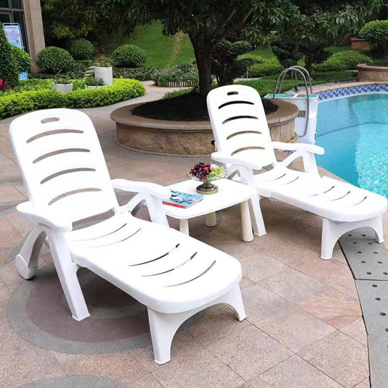 Modern Minimalist PP Foldable Rectangular Adjustable Backrest Armrest Outdoor Lounge Chair For Outdoor Patio