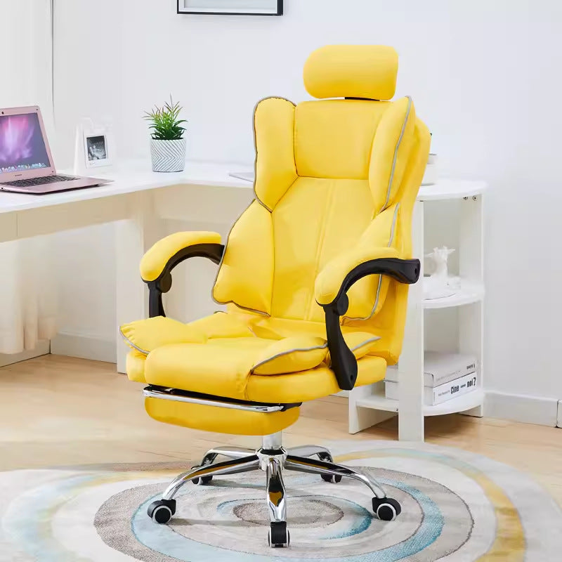 Modern Minimalist PU Leather & Stainless Steel S-Shaped Backrest Desk Chair With Adjustable Height & Swivel For Home Office