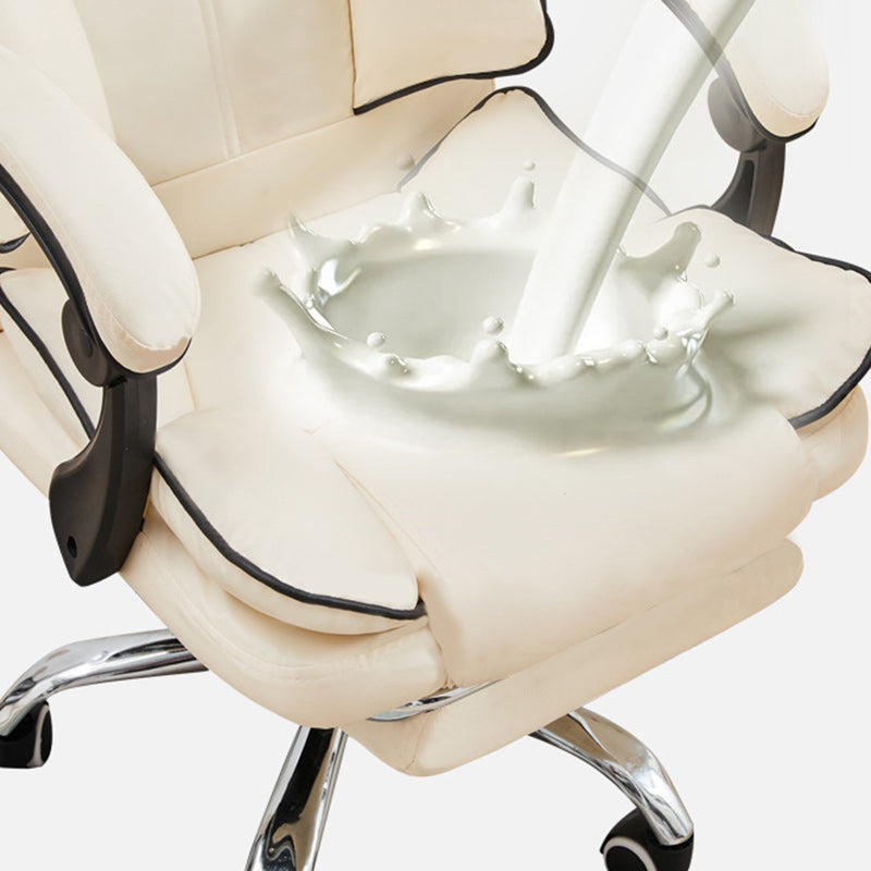 Modern Minimalist PU Leather & Stainless Steel S-Shaped Backrest Desk Chair With Adjustable Height & Swivel For Home Office
