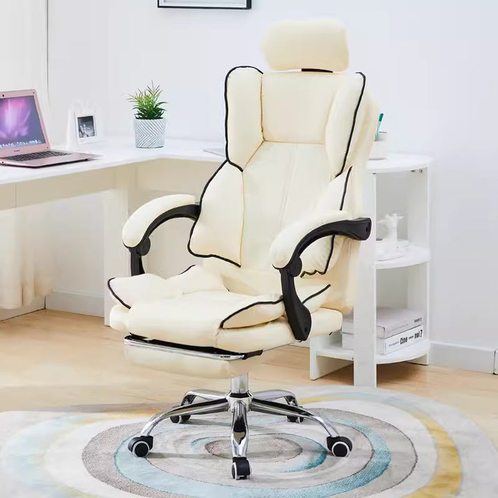 Moderner minimalistischer PU-Leder- und Edelstahl-Schreibtischstuhl mit S-förmiger Rückenlehne, verstellbarer Höhe und Drehfunktion für das Home Office 