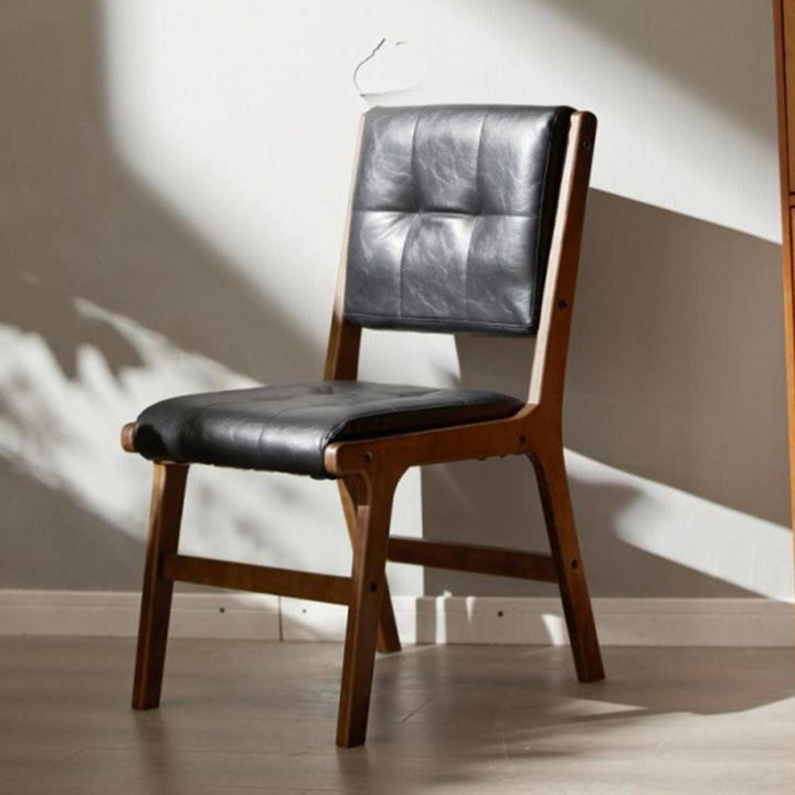 Traditioneller Vintage PU Leder & Holz Esszimmerstuhl mit Rückenlehne für Esszimmer 