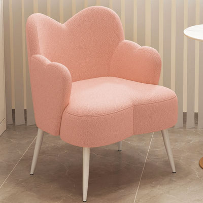 Contemporary Nordic Lambswool & Metal Curved Back Vanity Stool For Bedroom