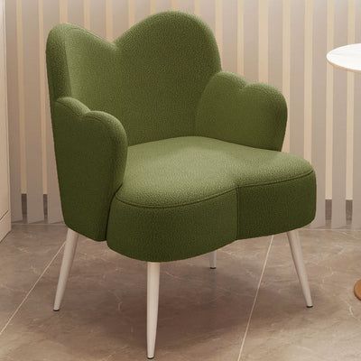 Contemporary Nordic Lambswool & Metal Curved Back Vanity Stool For Bedroom